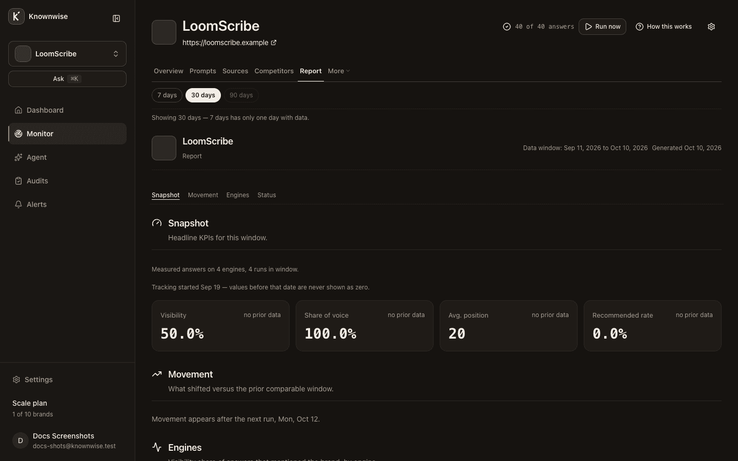 The Report view in Knownwise
